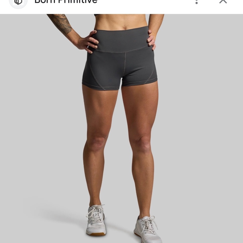 Born Primitive High Waist Swift Run Booty Light Gray Athletic Shorts Size L - Picture 11 of 11
